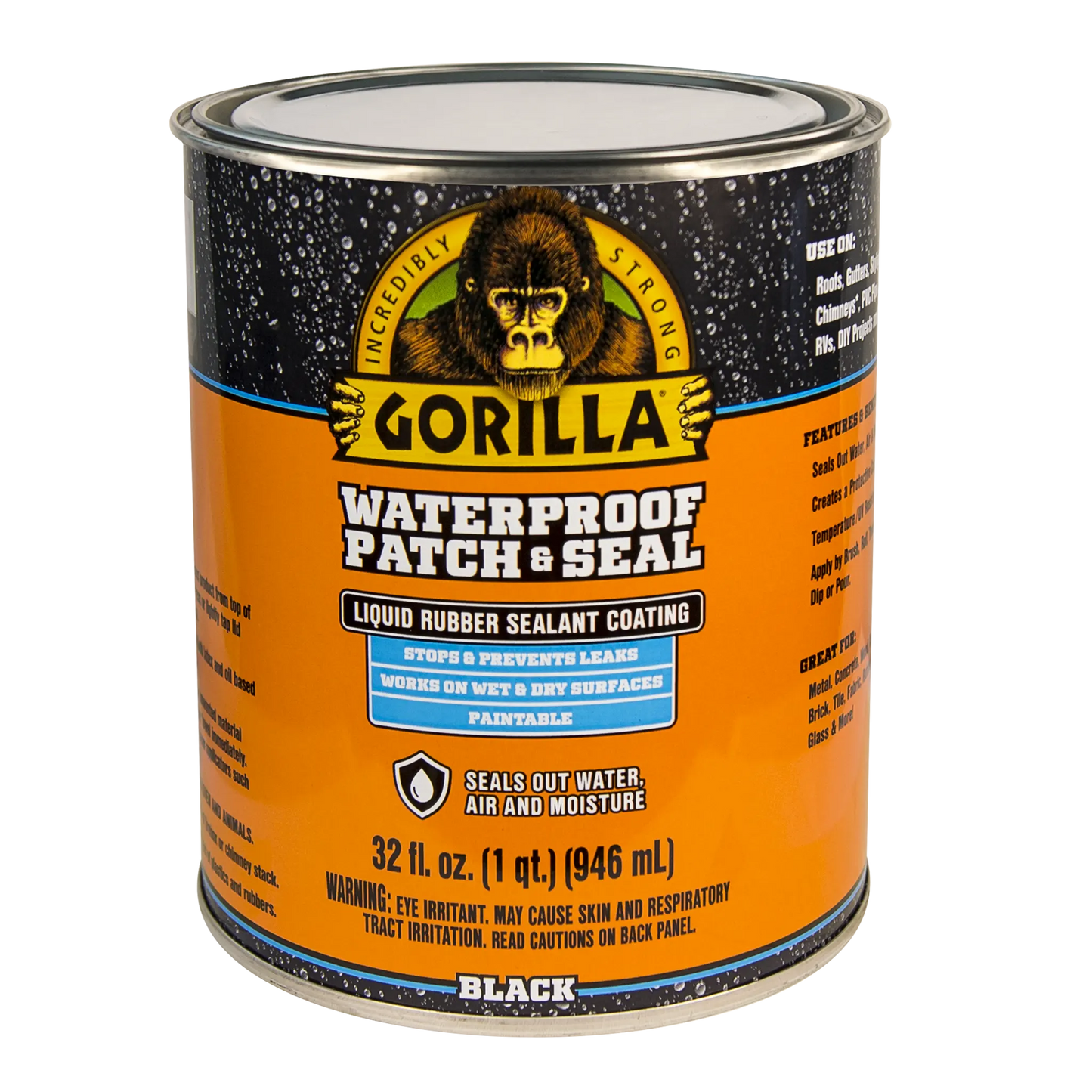 gorilla liquid waterproof patch and seal black 946m front view