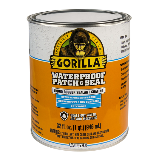 gorilla liquid waterproof patch and seal white 946ml front view