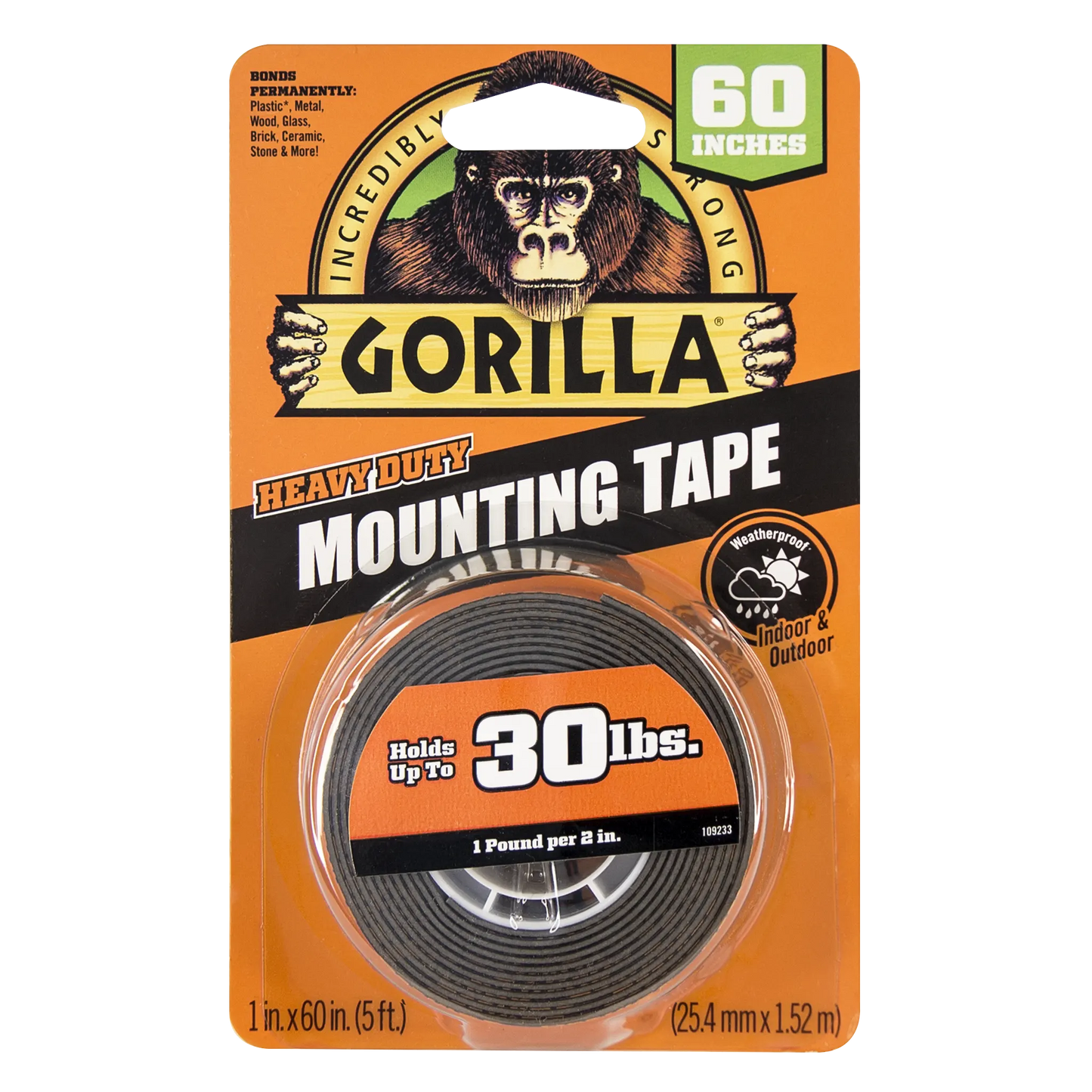 gorilla heavy duty mounting tape 1.52m front view