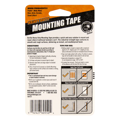 gorilla heavy duty mounting tape 1.52m back view