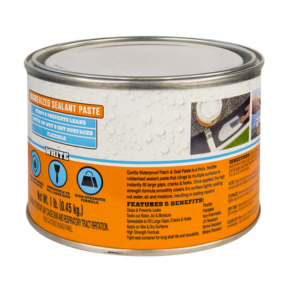 gorilla rubberized sealant paste white 450g side view