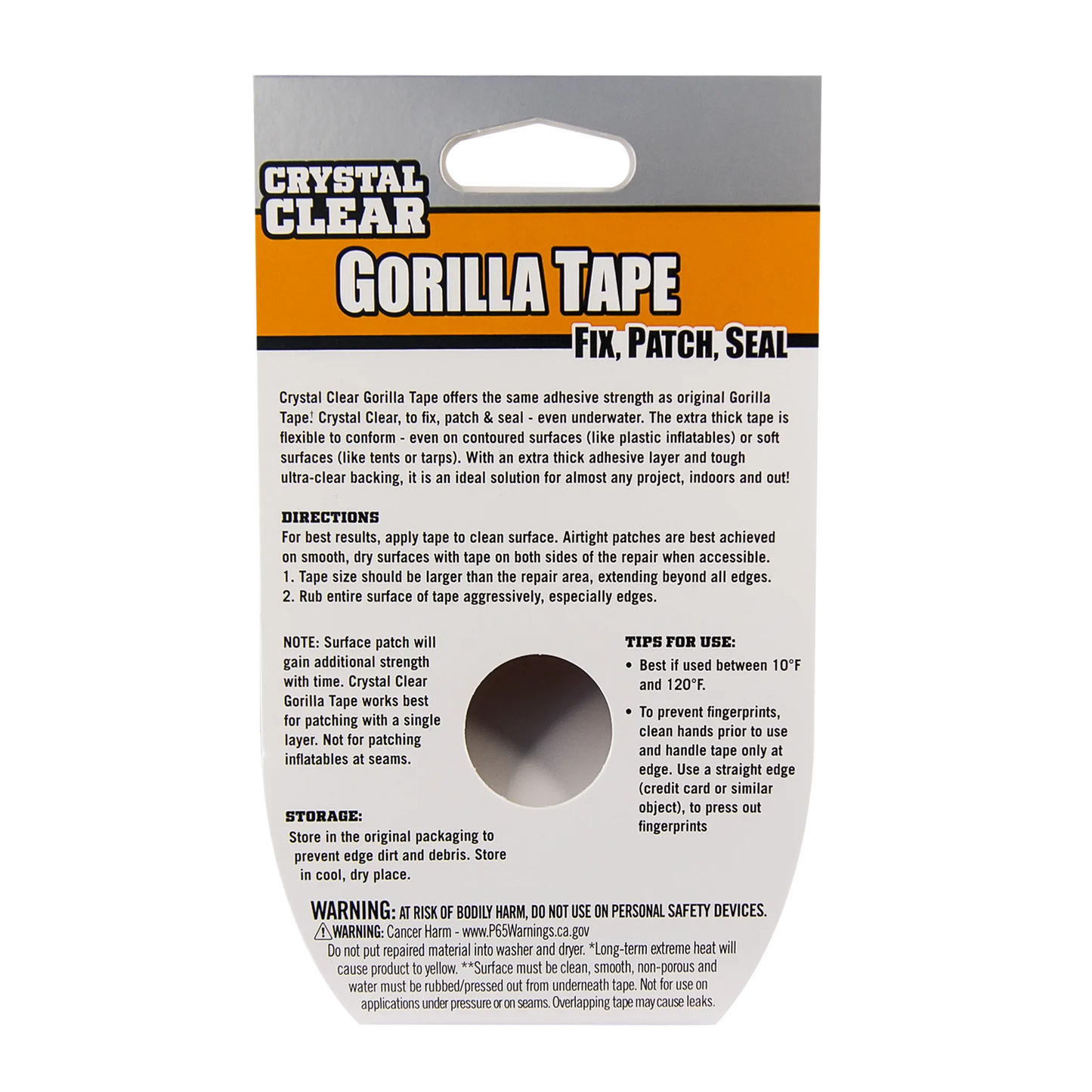 gorilla crystal clear repair tape 8.2m back view