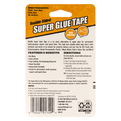 gorilla double sided super glue tape back view