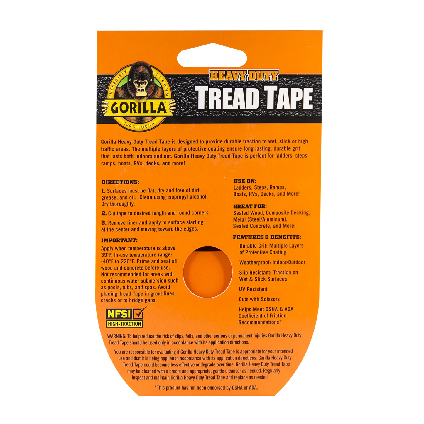 gorilla heavy duty tread tape back view