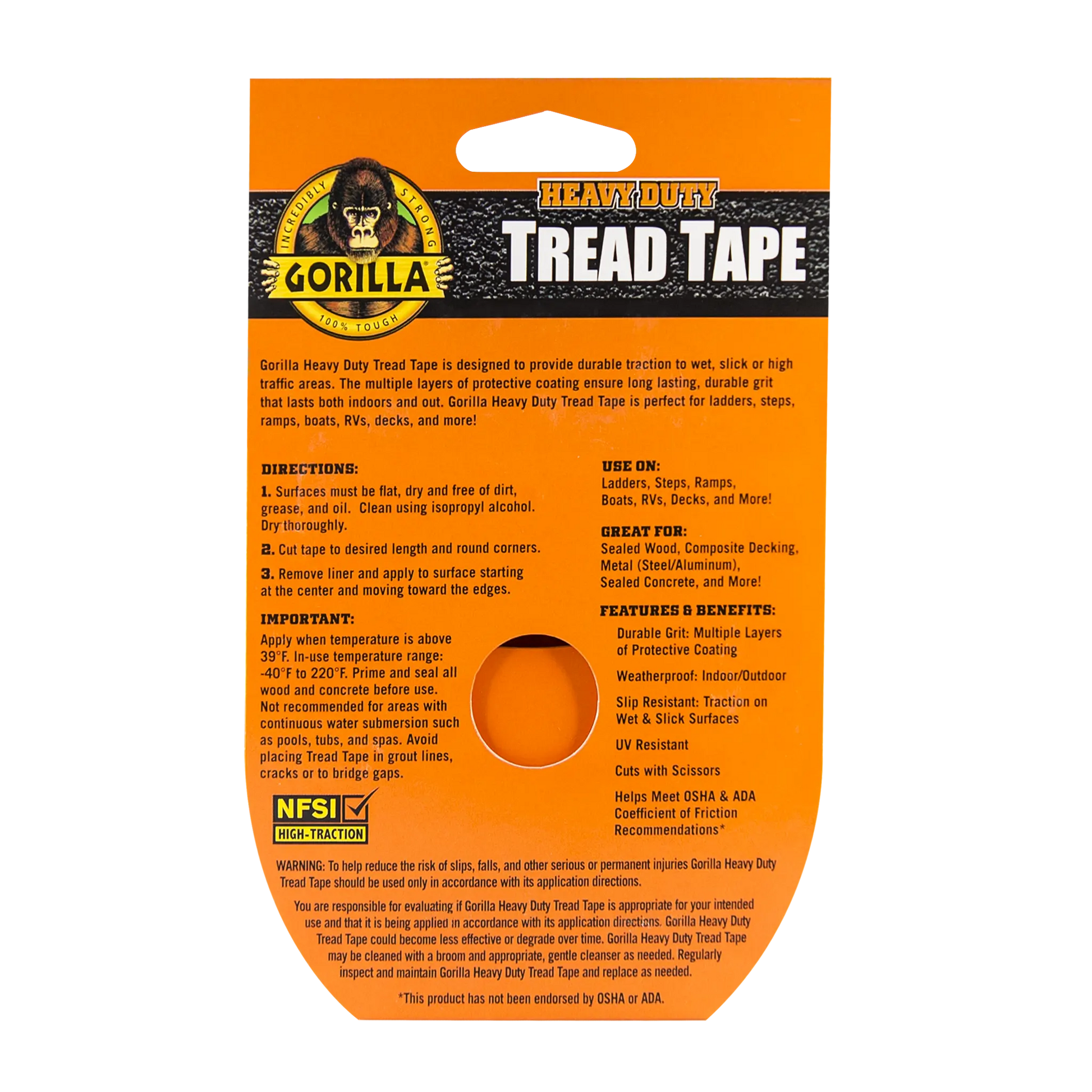 gorilla heavy duty tread tape back view